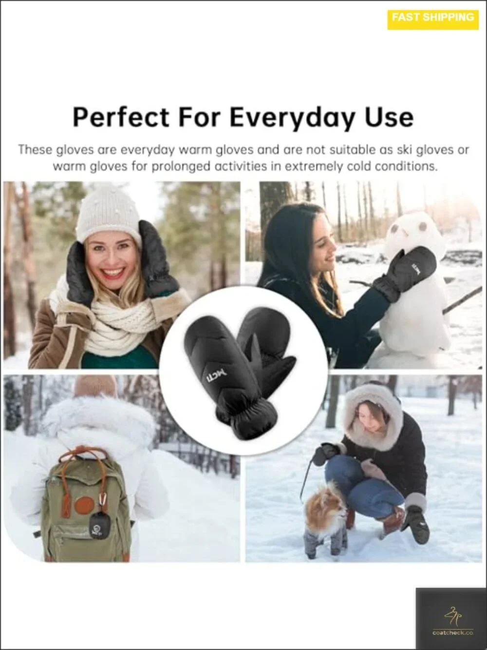 Women's Goose Down Mittens Ultra Light Waterproof Winter Ski Mittens